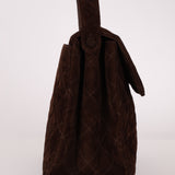 Chanel 1997 Chocolate Suede Turnlock Kelly Shoulder Bag