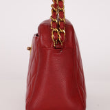Rare Chanel 1996 Red Caviar Twist Chain Turnlock Camera Shoulder Bag 24K GP