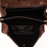 Chanel 1997 Chocolate Suede Turnlock Kelly Shoulder Bag