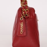 Rare Chanel 1996 Red Caviar Twist Chain Turnlock Camera Shoulder Bag 24K GP