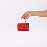 Chanel 2020 Red Mini Top Handle Chain Bag