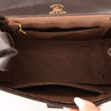 Rare Gucci 1970s Chocolate Chain Accent Box Calf Turnlock Handle Bag