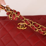Rare Chanel 1996 Red Caviar Twist Chain Turnlock Camera Shoulder Bag 24K GP