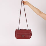 Chanel 2015 Wine Diamond Quilted Caviar Turnlock Rectangle Flap