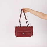 Chanel 2015 Wine Diamond Quilted Caviar Turnlock Rectangle Flap