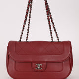 Chanel 2015 Wine Diamond Quilted Caviar Turnlock Rectangle Flap