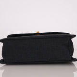 Rare Chanel 1991 Black Linen Kelly Top Handle