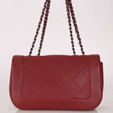 Chanel 2015 Wine Diamond Quilted Caviar Turnlock Rectangle Flap