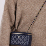 Chanel Caviar Navy Vanity Crossbody