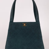 Chanel 1997 Emerald Suede Turnlock Kelly Shoulder Bag 24K GP