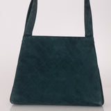 Chanel 1997 Emerald Suede Turnlock Kelly Shoulder Bag 24K GP