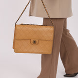 Chanel 1997 Nude Jumbo Stitch Single Flap Bag