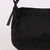Ultra-Rare Vintage Fendi Lizard-Trimmed Beaded Zucchino Mother of Pearl Baguette