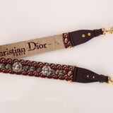 Dior 2019 Bordeaux Grain Mini Saddle GHW w/ Dior Guitar Strap