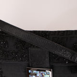 Ultra-Rare Vintage Fendi Lizard-Trimmed Beaded Zucchino Mother of Pearl Baguette