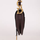 Dior 2019 Bordeaux Grain Mini Saddle GHW w/ Dior Guitar Strap