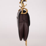 Dior 2019 Bordeaux Grain Mini Saddle GHW w/ Dior Guitar Strap