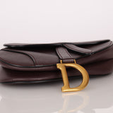 Dior 2019 Bordeaux Grain Mini Saddle GHW w/ Dior Guitar Strap