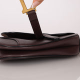 Dior 2019 Bordeaux Grain Mini Saddle GHW w/ Dior Guitar Strap