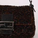 Ultra-Rare Fendi Brown Beaded, Lizard, & Crystal Floral Baguette