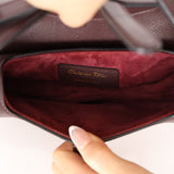 Dior 2019 Bordeaux Grain Mini Saddle GHW w/ Dior Guitar Strap