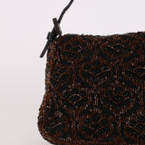 Ultra-Rare Fendi Brown Beaded, Lizard, & Crystal Floral Baguette