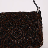 Ultra-Rare Fendi Brown Beaded, Lizard, & Crystal Floral Baguette