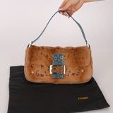 Ultra-Rare Fendi 2009 Beaded Rabbit Fur & Lizard Baguette
