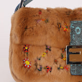 Ultra-Rare Fendi 2009 Beaded Rabbit Fur & Lizard Baguette