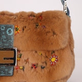 Ultra-Rare Fendi 2009 Beaded Rabbit Fur & Lizard Baguette