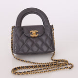 Chanel Calfskin Gray Top Handle Nano Kelly