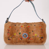 Ultra-Rare Fendi 2009 Beaded Rabbit Fur & Lizard Baguette