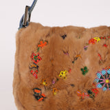 Ultra-Rare Fendi 2009 Beaded Rabbit Fur & Lizard Baguette