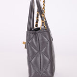 Chanel Calfskin Gray Top Handle Nano Kelly