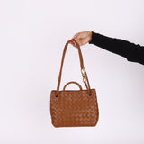 Bottega Veneta Intrecciato Small Andiamo Bag in Cognac