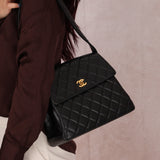 Chanel 1996 Caviar Turnlock Kelly Shoulder Bag