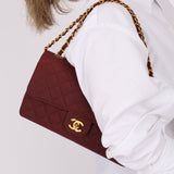 Ultra-Rare Chanel 1994 Burgundy Nylon Medium Classic Flap