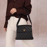 Chanel 1996 Caviar Turnlock Kelly Shoulder Bag