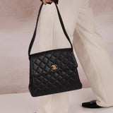 Chanel 1996 Caviar Turnlock Kelly Shoulder Bag