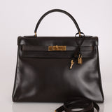 Hermès 1979 Chocolate Box Retourne Kelly 32 with Strap