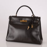 Hermès 1979 Chocolate Box Retourne Kelly 32 with Strap