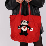 Prada Nylon Valentines Panda Red Tote