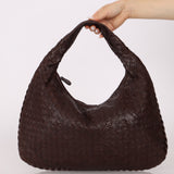 Rare Bottega Veneta Chocolate Embossed Small Intrecciato Hobo