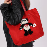 Prada Nylon Valentines Panda Red Tote