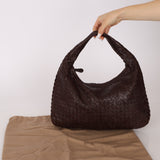 Rare Bottega Veneta Chocolate Embossed Small Intrecciato Hobo