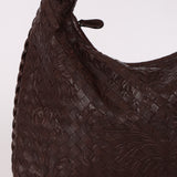 Rare Bottega Veneta Chocolate Embossed Small Intrecciato Hobo