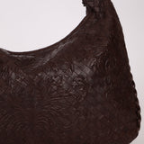 Rare Bottega Veneta Chocolate Embossed Small Intrecciato Hobo