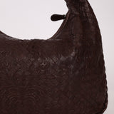 Rare Bottega Veneta Chocolate Embossed Small Intrecciato Hobo