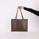 Chanel 1994 Calfskin Chunky Chain Brown Tote