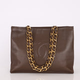 Chanel 1994 Calfskin Chunky Chain Brown Tote